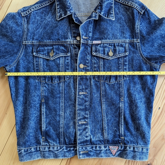 Vintage GUESS Denim Trucker Jean Jacket Georges Marciano Stonewash Blue Large - Picture 11 of 14